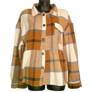 Shein Plaid Shirt Jacket – Cozy Fall Layer, Size Large